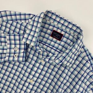 UNTUCKit Foris Shirt Mens Large Blue Check Performance Nylon Stretch Business